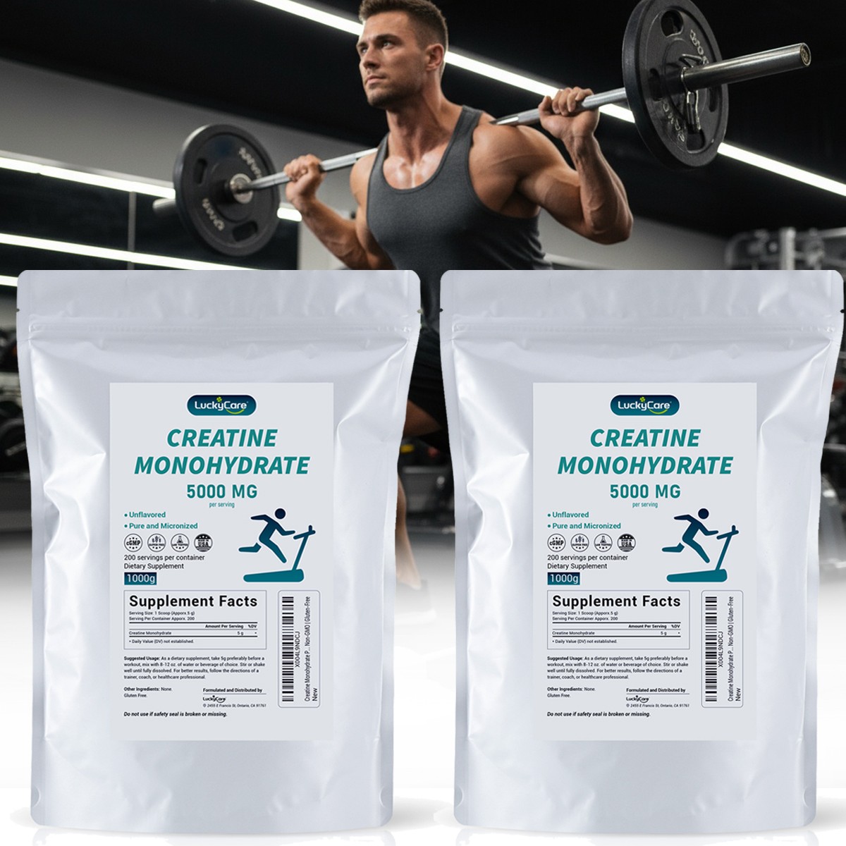 Pure Creatine Monohydrate Powder 2000G 5000mg Per Serving Micronized Creatine