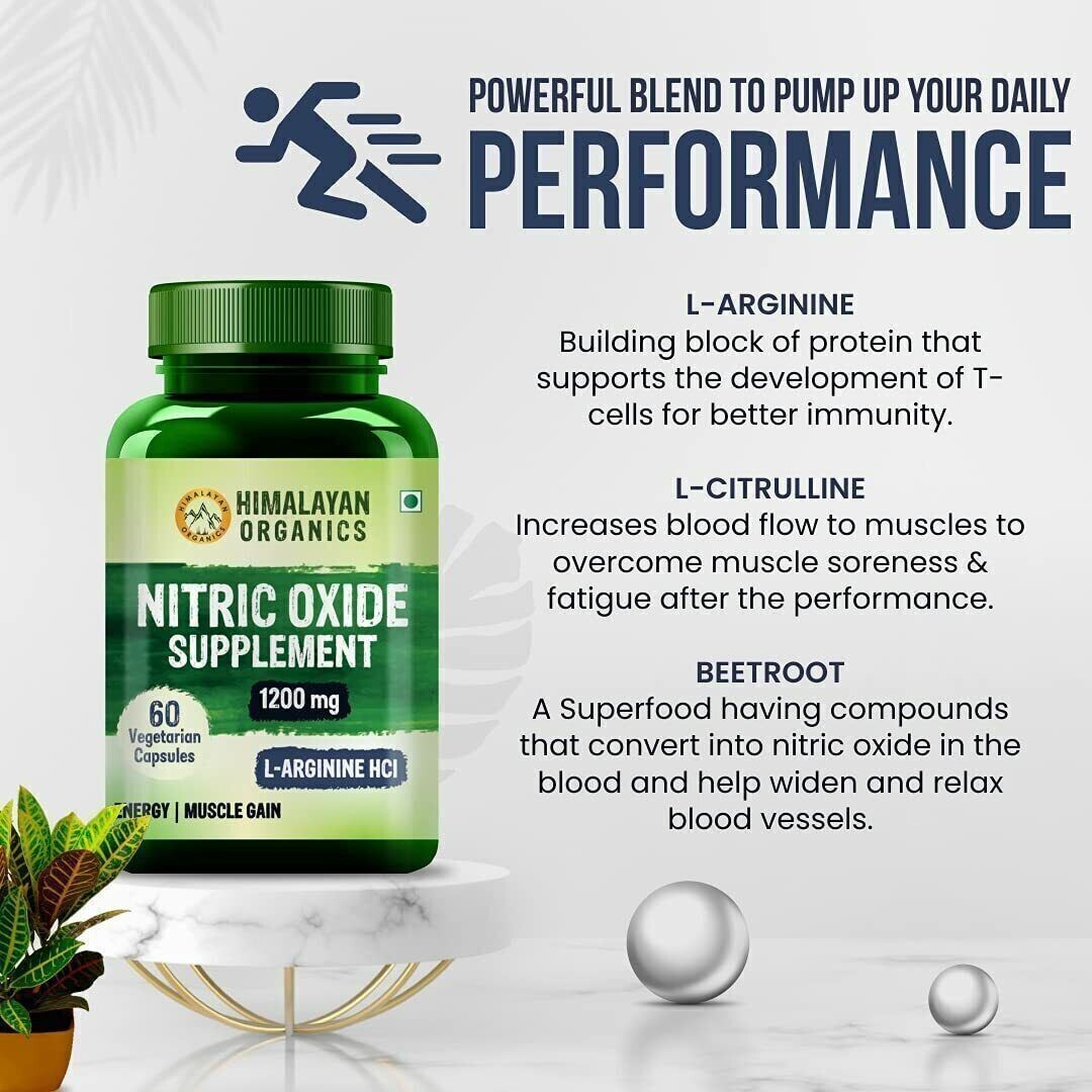 Himalayan Organics Nitric Oxide Supplement 1400mg 60 Capsules