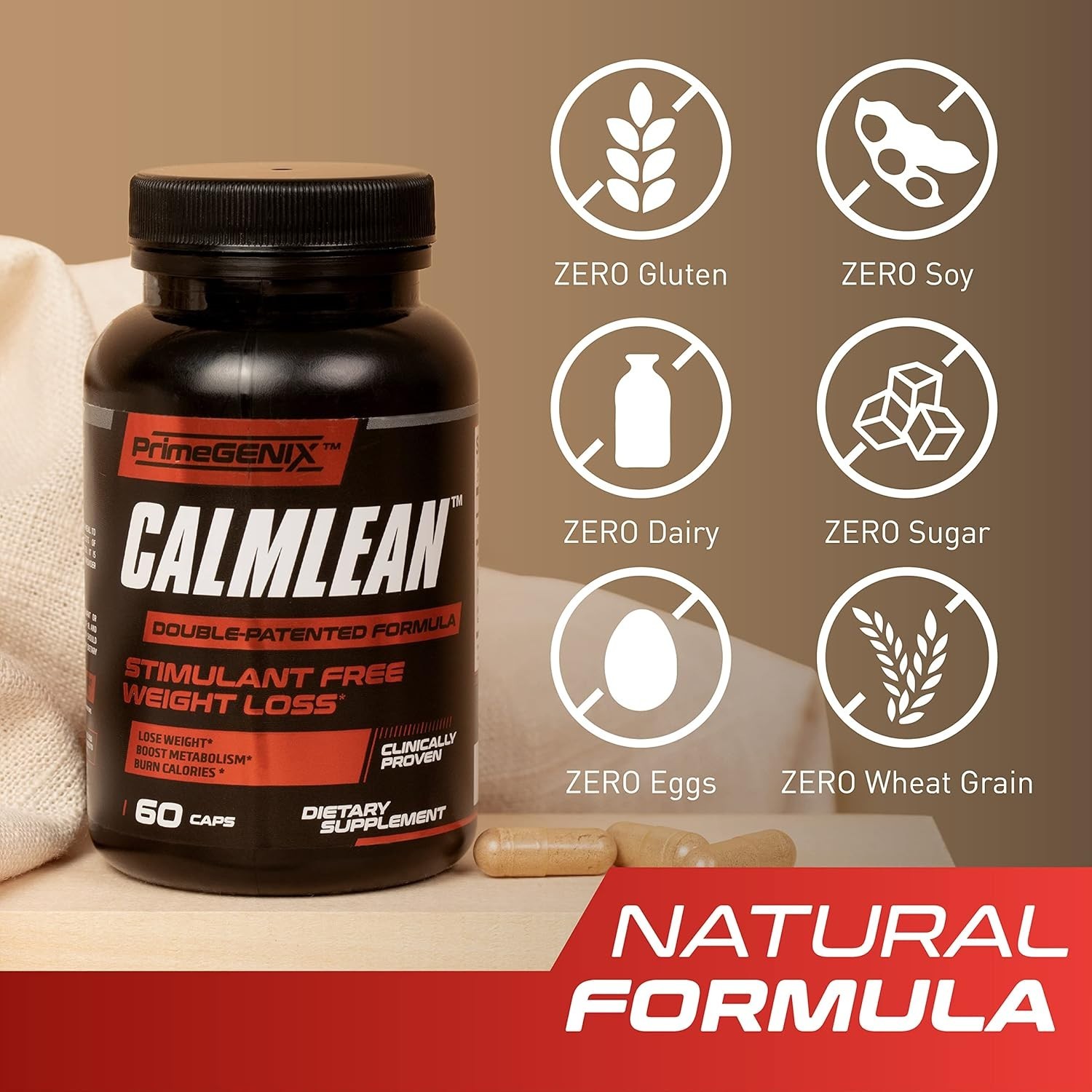 PrimeGENIX CalmLean Stimulant, Free Fat Burner, Weight Loss