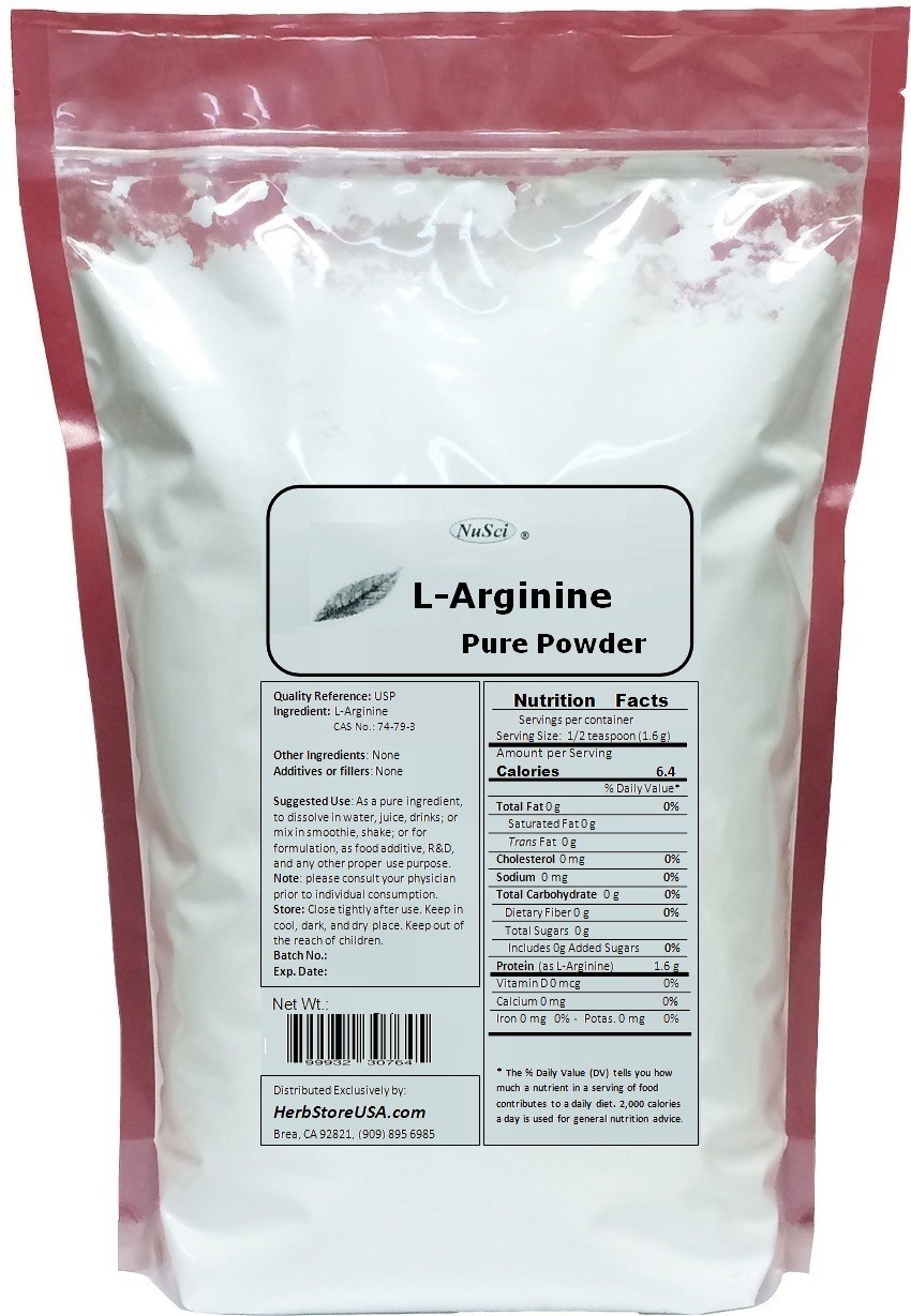 NuSci L-Arginine Pure Powder 1.0 lb (454g) energy Free shipping