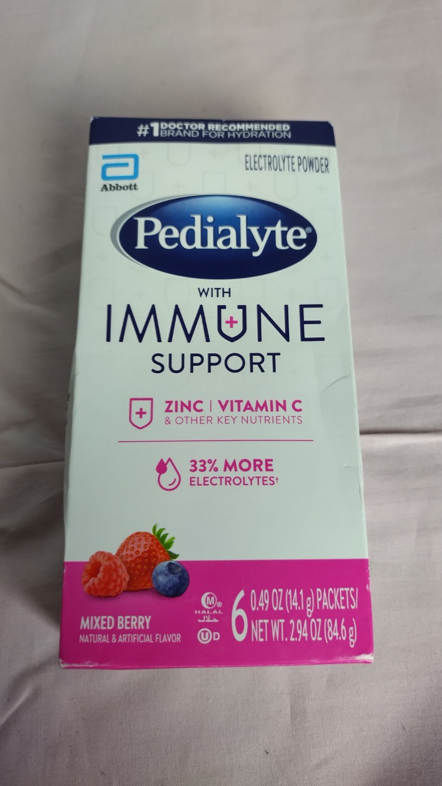 Pedialyte With Immune Support Electrolyte Powder 6 Packets Mixed Berry 2 Boxes