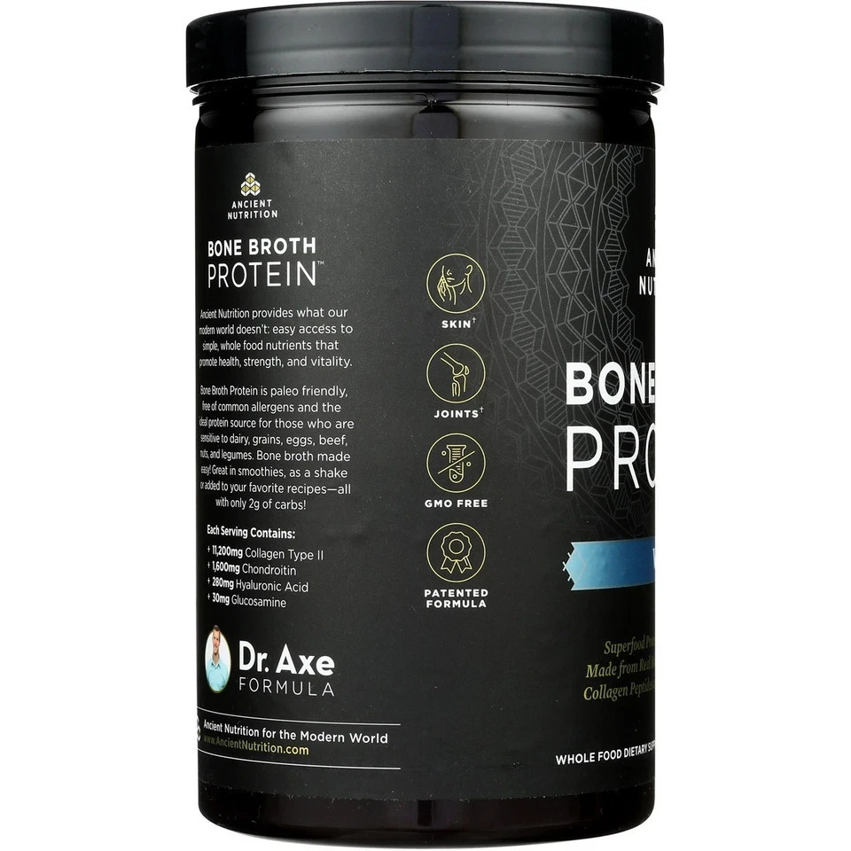 2 Packs Ancient Nutrition Bone Broth Protein Vanilla 492 g / 1.1 lb / 17.4 oz