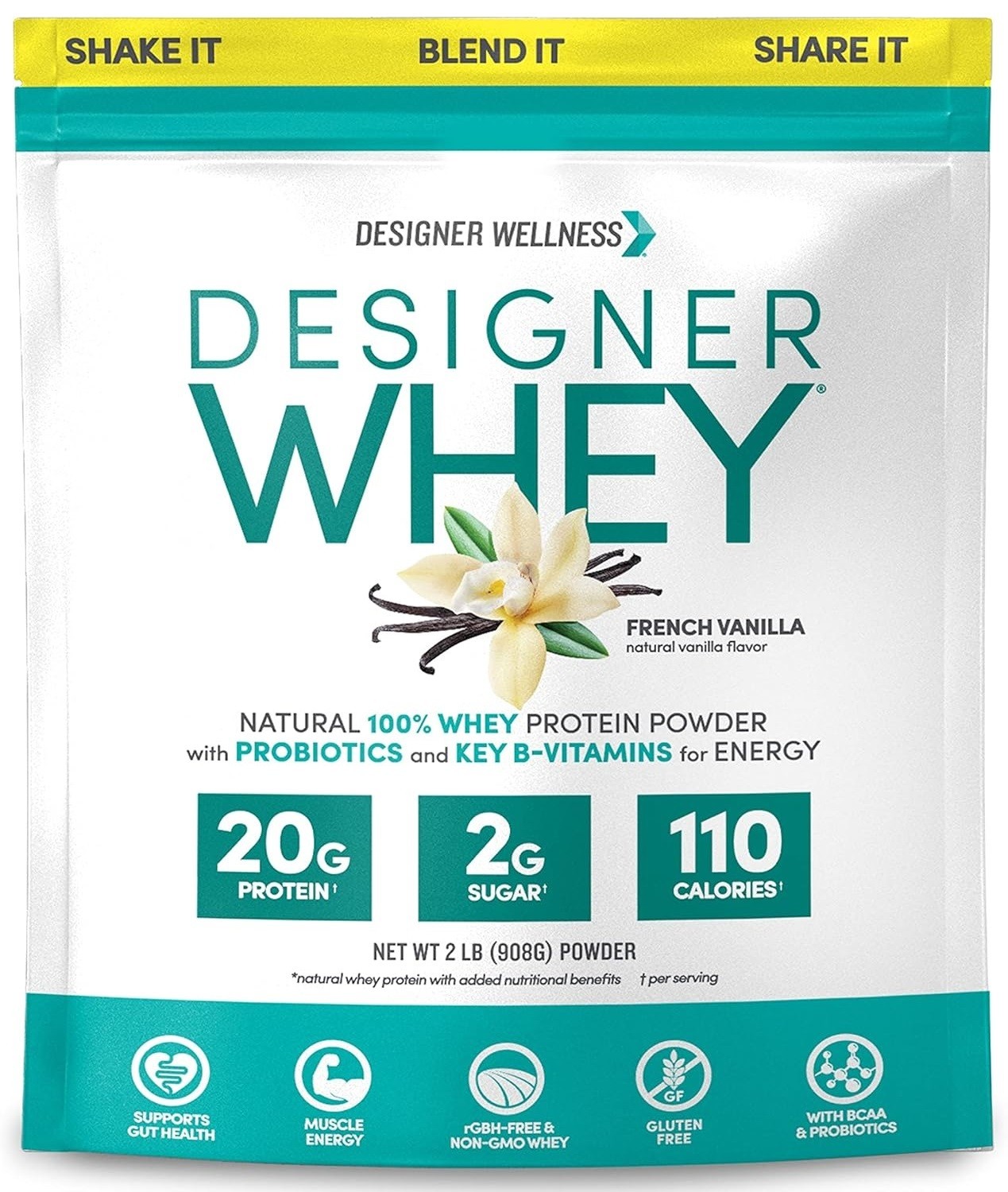 Designer Wellness, Designer Whey, Natural Whey Protein Powder with Probiotics, F