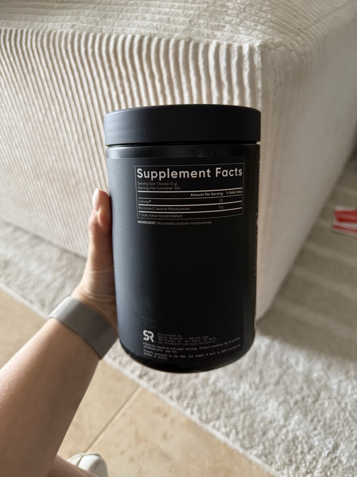 ￼ Sports Research Creatine Monohydrate – 5 g Micronized Powder Per Scoop