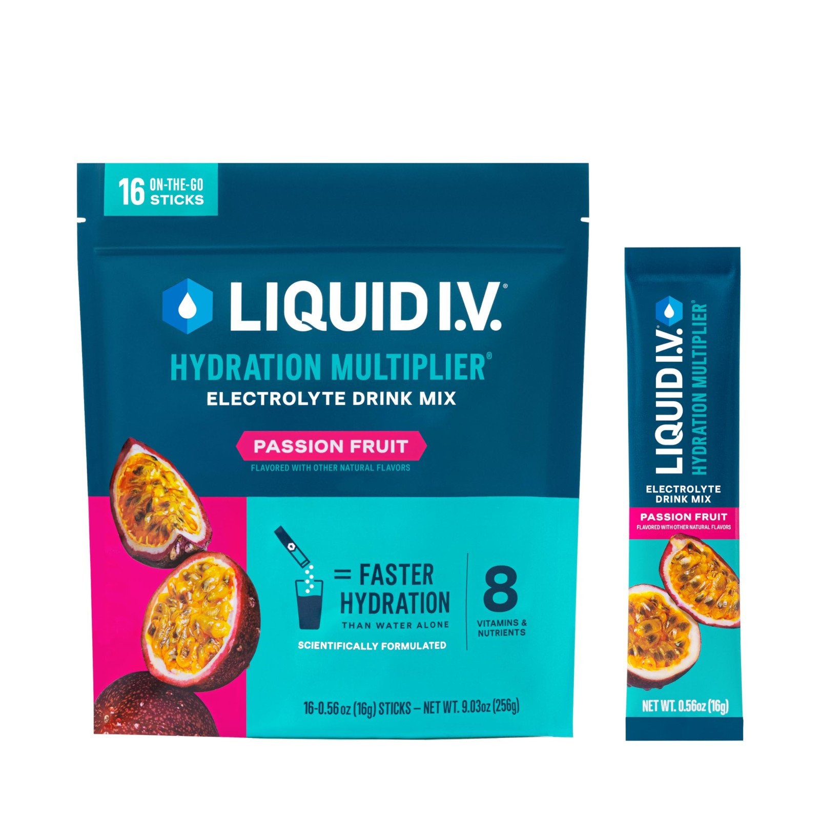 Hydration Electrolyte Powder Drink Mix, Passion Fruit Flavor, 16 Count, Vegan, N