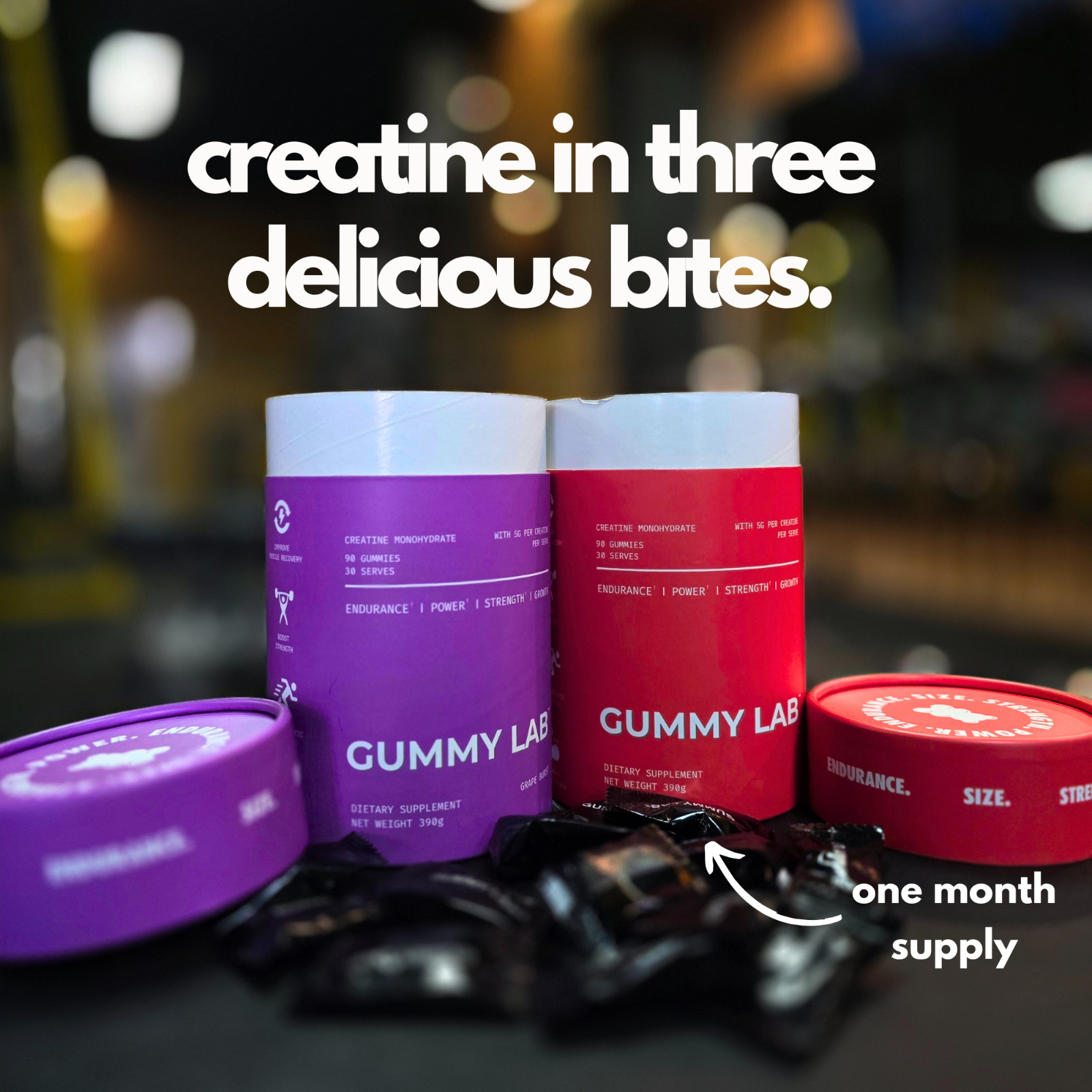 Creatine Monohydrate Gummies 5G Individually Wrapped – Strawberry 30 Serves