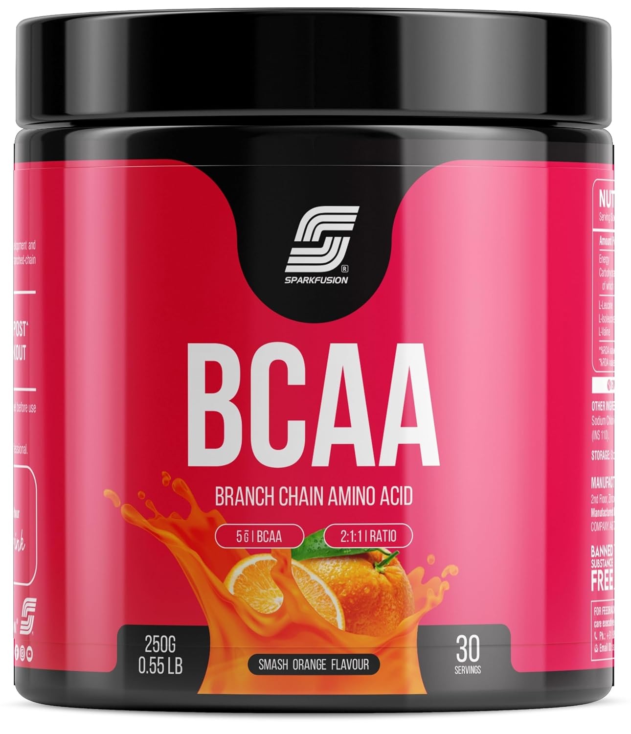 Sparkfusion BCAA Powder Smash Orange Flavour 250gm