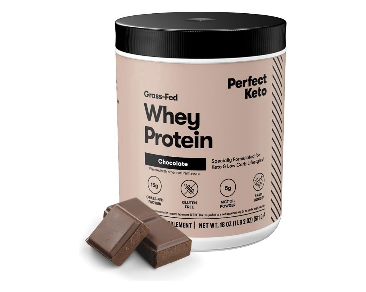 Perfect Keto Grass-Fed Whey Protein Chocolate 18oz | MCT, Gluten-Free
