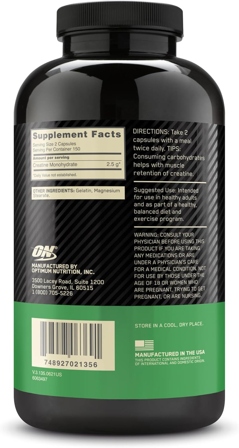 Micronized Creatine Monohydrate Capsules, Keto Friendly, 2500Mg, 300 Capsules (P