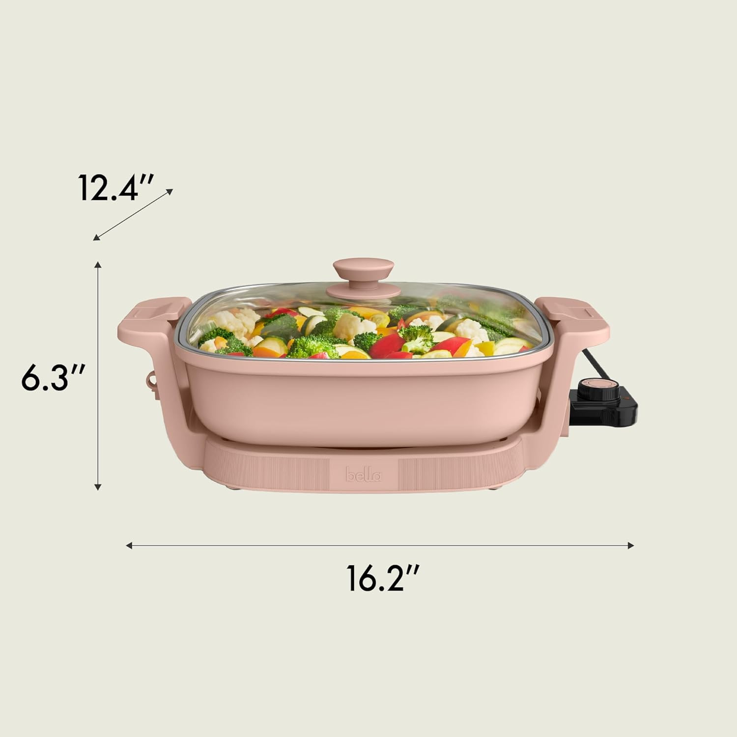 Electric Skillet with Ceramic Coating, Adjustable Temp & Dishwasher-Safe Lid