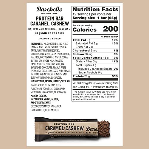 Barebells Protein Bars Caramel Cashew – 12 Count, 1.9oz Bars – Protein Snacks…