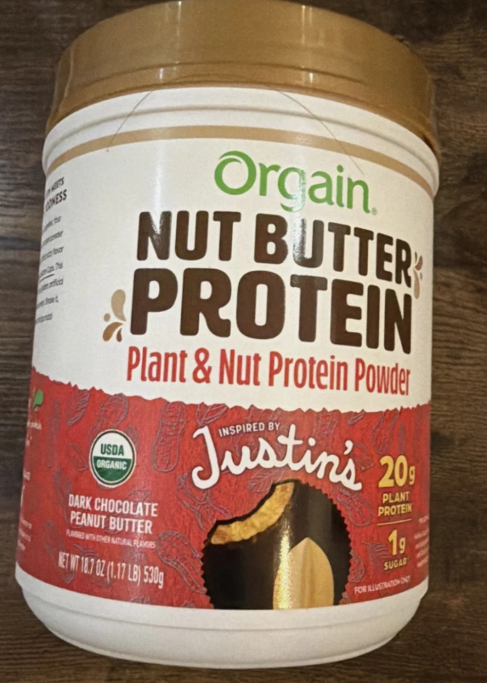 Orgain Justin’s Nut Butter Protein Powder Dark Chocolate Peanut Butter 2.01 lb