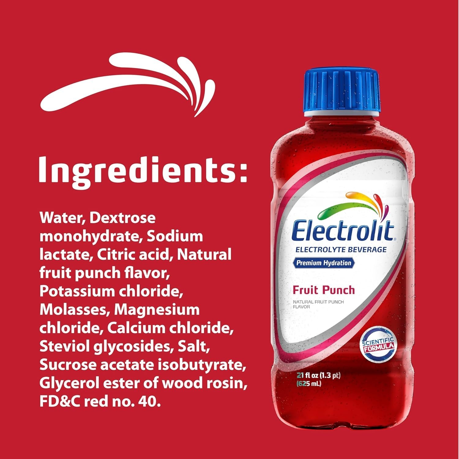 Refreshing Electrolyte Drink in Fruit Punch – 12 Bottles of 21 Fl Oz, Sugar Free