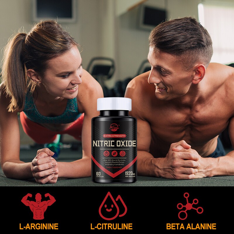 60 L-Arginine Capsule Nitric Oxide Testosterone Booster Energy Support Pills