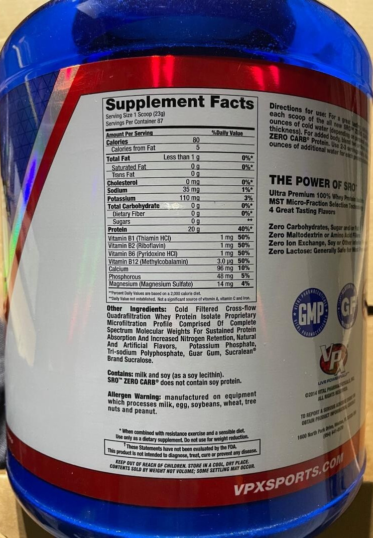 VPX 100% Whey Isolate clean protein No gas,fat,sugar,carb,Lactose 4.4 Lb Vanilla