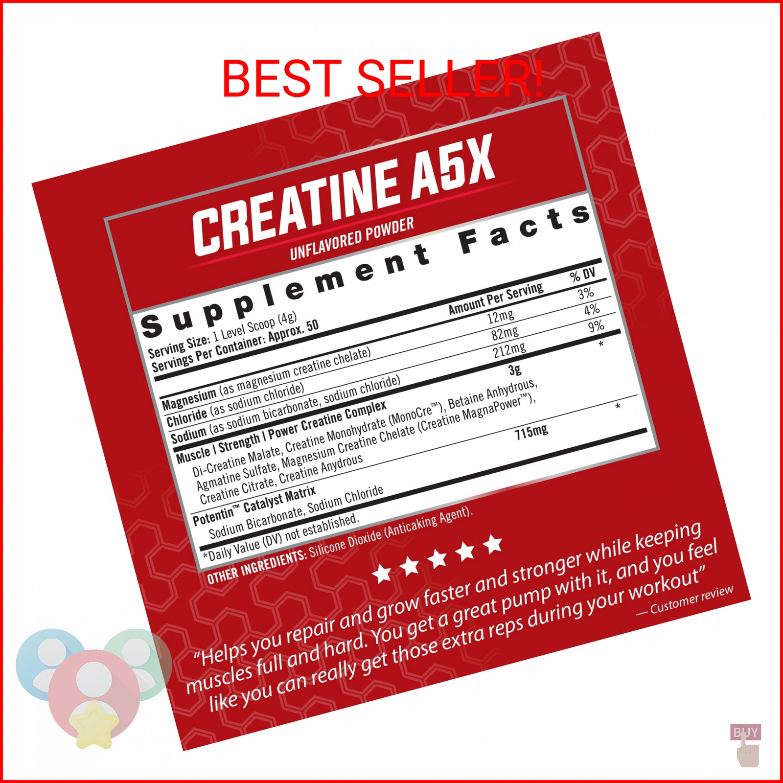 iSatori Creatine A5X with Creatine Monohydrate & Betaine Anhydrous for Muscle Gr