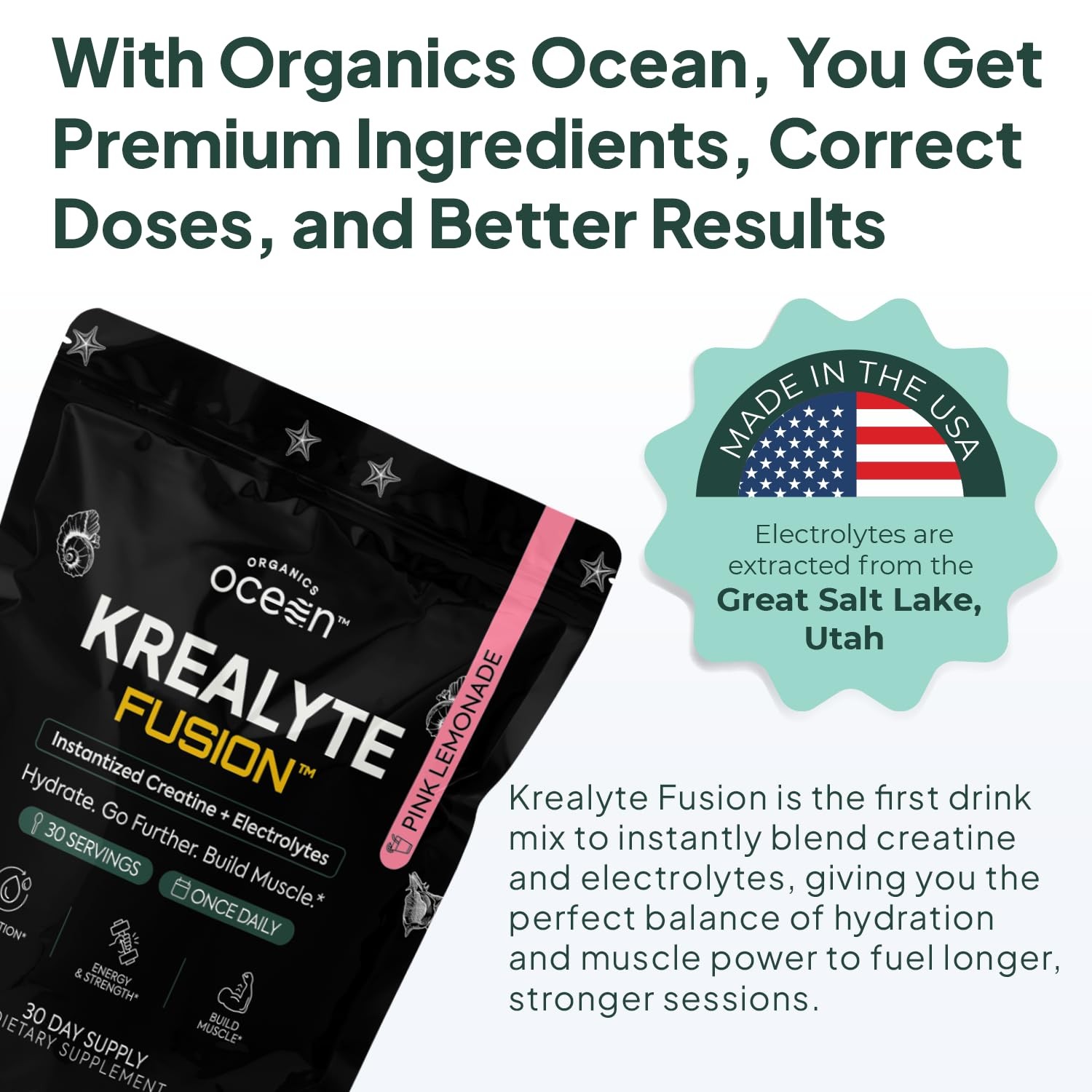 Organics Ocean Krealyte Fusion – Instantized Creatine 9.17 Ounce (Pack of 1)