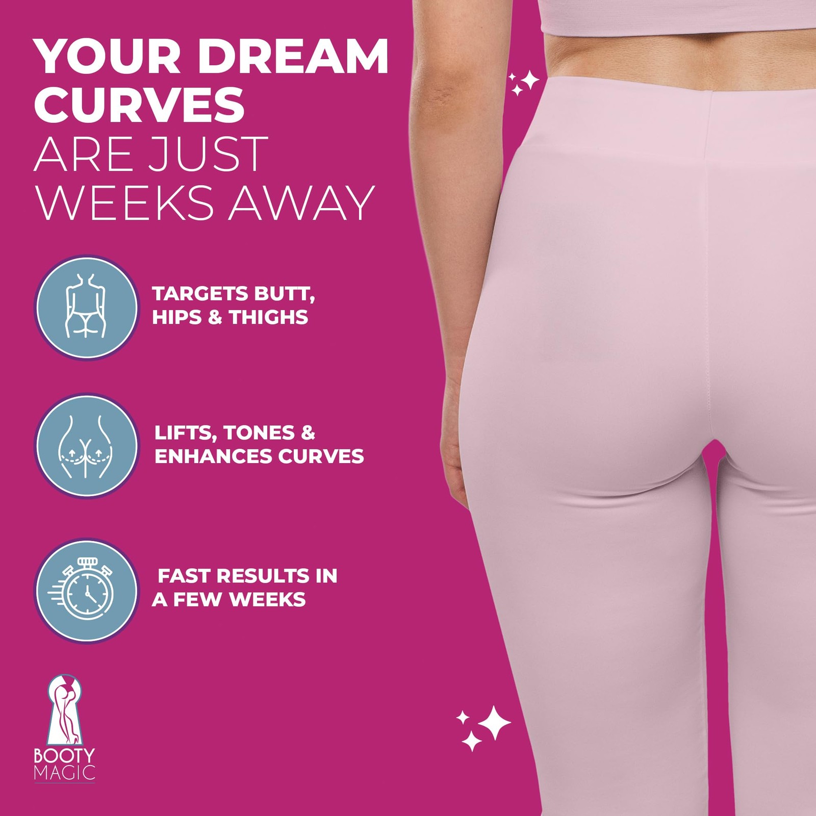 Booty Magic Butt Enhancement Pills – 2 Months Supply of 60 Count (Pack 1)