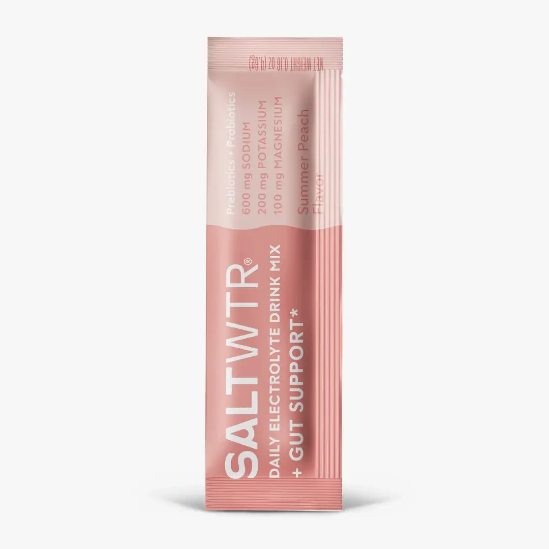 New SaltWTR Functional Daily Electrolyte Hydration Summer Peach Gut – 30 Pack