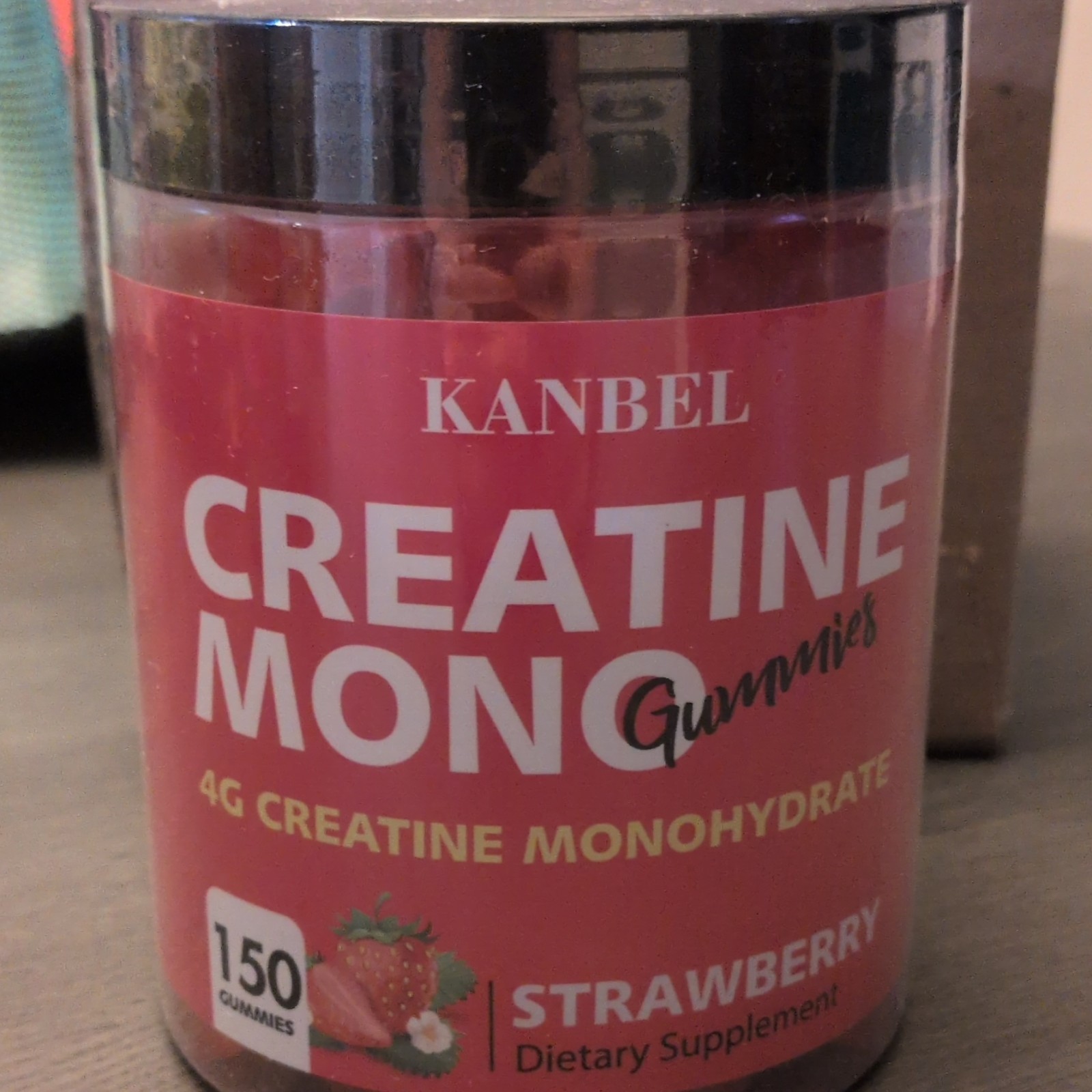 KANBEL Creatine Monohydrate Gummies Strawberry 150 Count 4g Sports Performance
