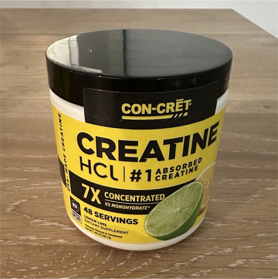 CON-CRET Creatine HCl Powder Lemon Lime 48 Servings 750mg Gluten-Free