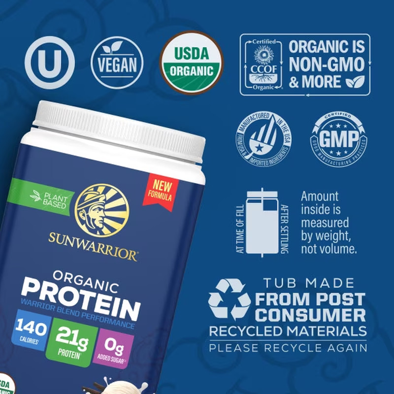Organic Plant-Based Protein Powder for Performance 21G Protein | Bcaas Pea Fava