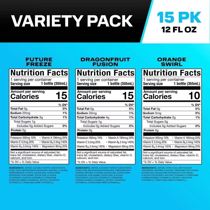 Hydration Variety Pack Sports Drink – 15pk/12 fl oz Bottles