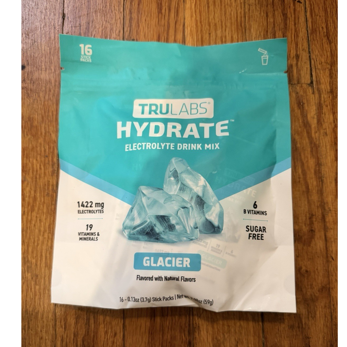 TRULABS Hydrate Electrolyte Drink Glacier B Vitamins Sugar-Free 16 Stick Packs