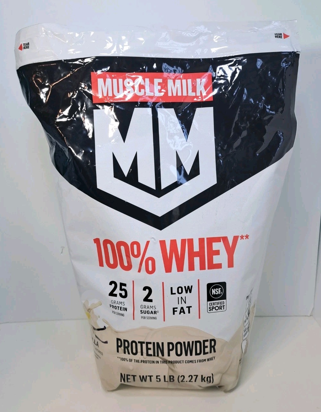 New and Sealed Muscle Milk 100% Whey Protein Powder Vanilla 5lb Exp 08/26