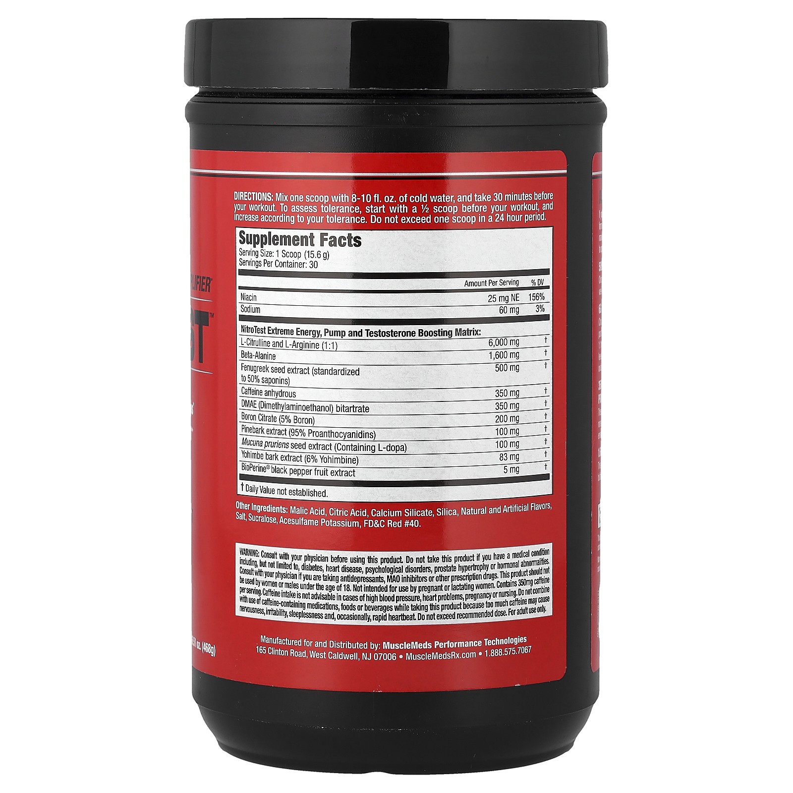 Nitrotest, Androgenic Pre-Workout Amplifier, Watermelon, 16.51 oz (468 g)