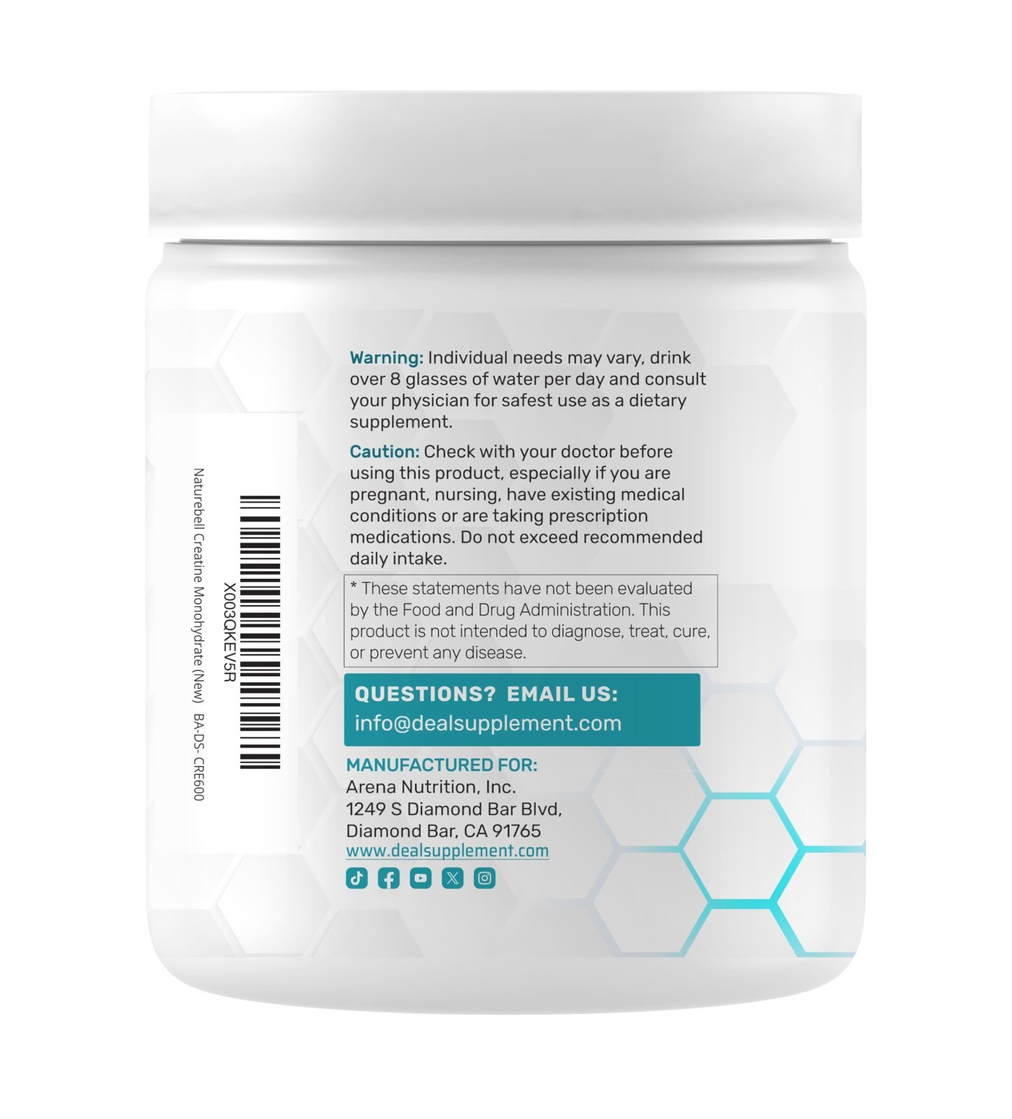 Micronized Creatine Monohydrate Powder 5g – 120 Servings, Unflavored, Fast Absor