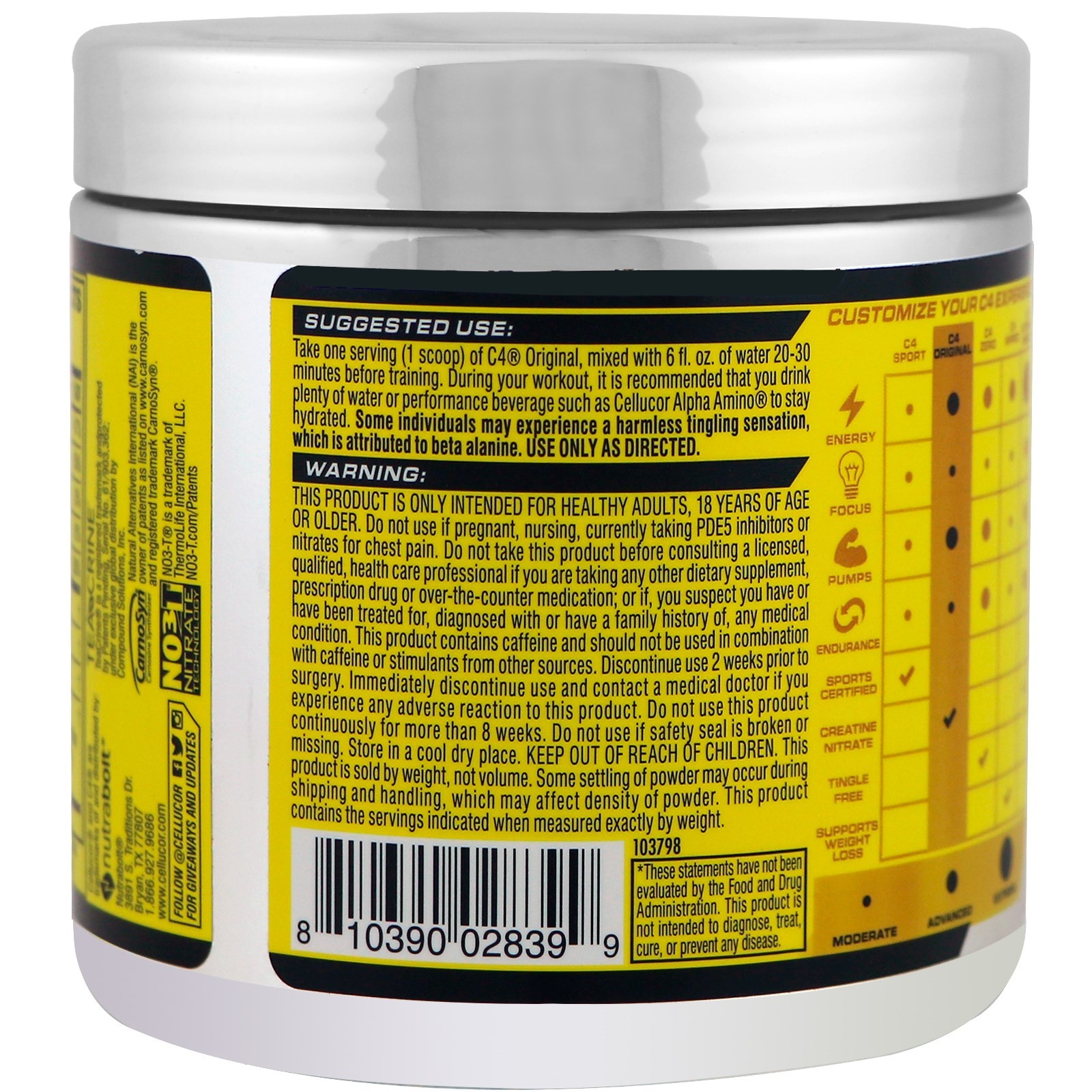 C4 Original, Pre-Workout, Fruit Punch, 6.3 oz (180 g)