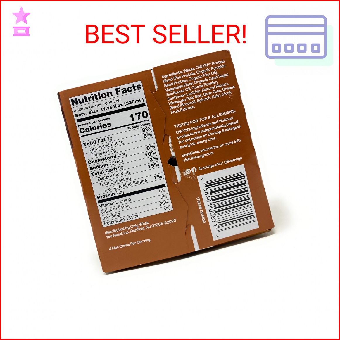 Owyn Dark Chocolate Plant Based Protein Shake 4pk, 11.15 FZ