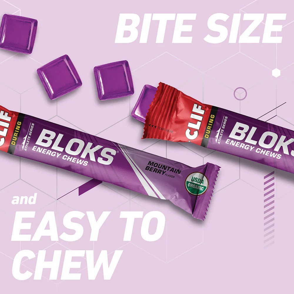 New CLIF Bloks Energy Chews Mountain Berry 18 Bars x 60g