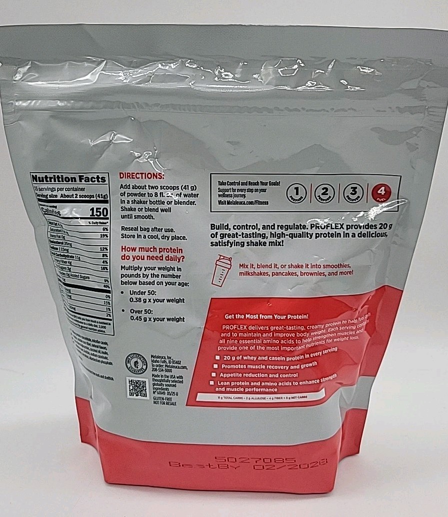 Melaleuca Proflex Protein Shake 21.69 oz Vanilla Bean 20g Protein 02/28 Exp.