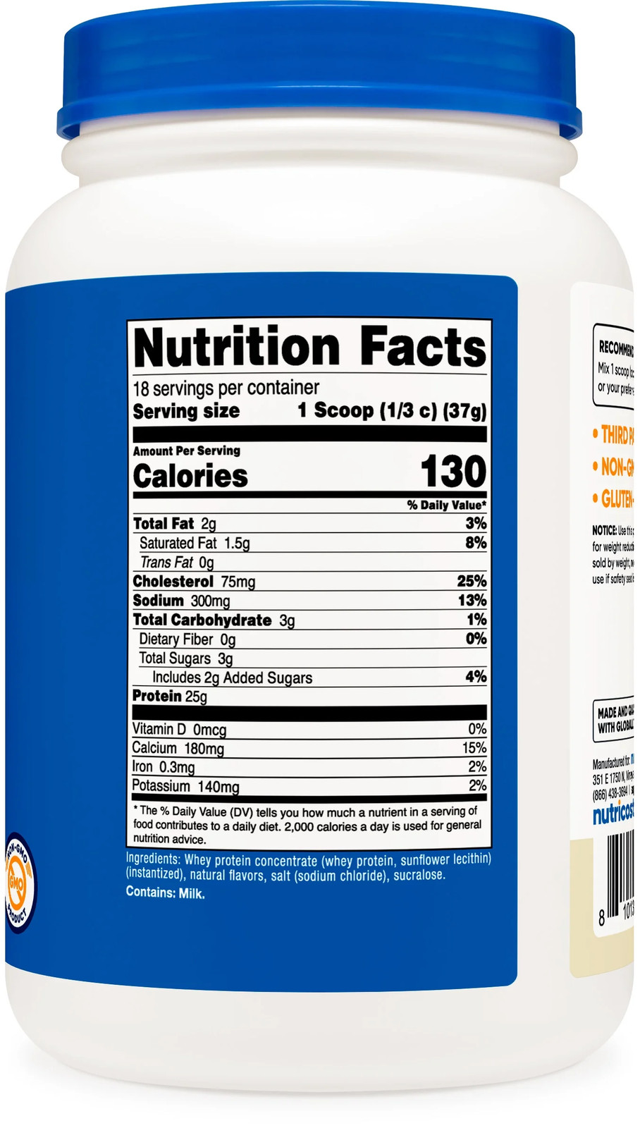 Whey Protein Concentrate (1.5 Pounds, Vanilla) – 25 Grams of Protein Powder per