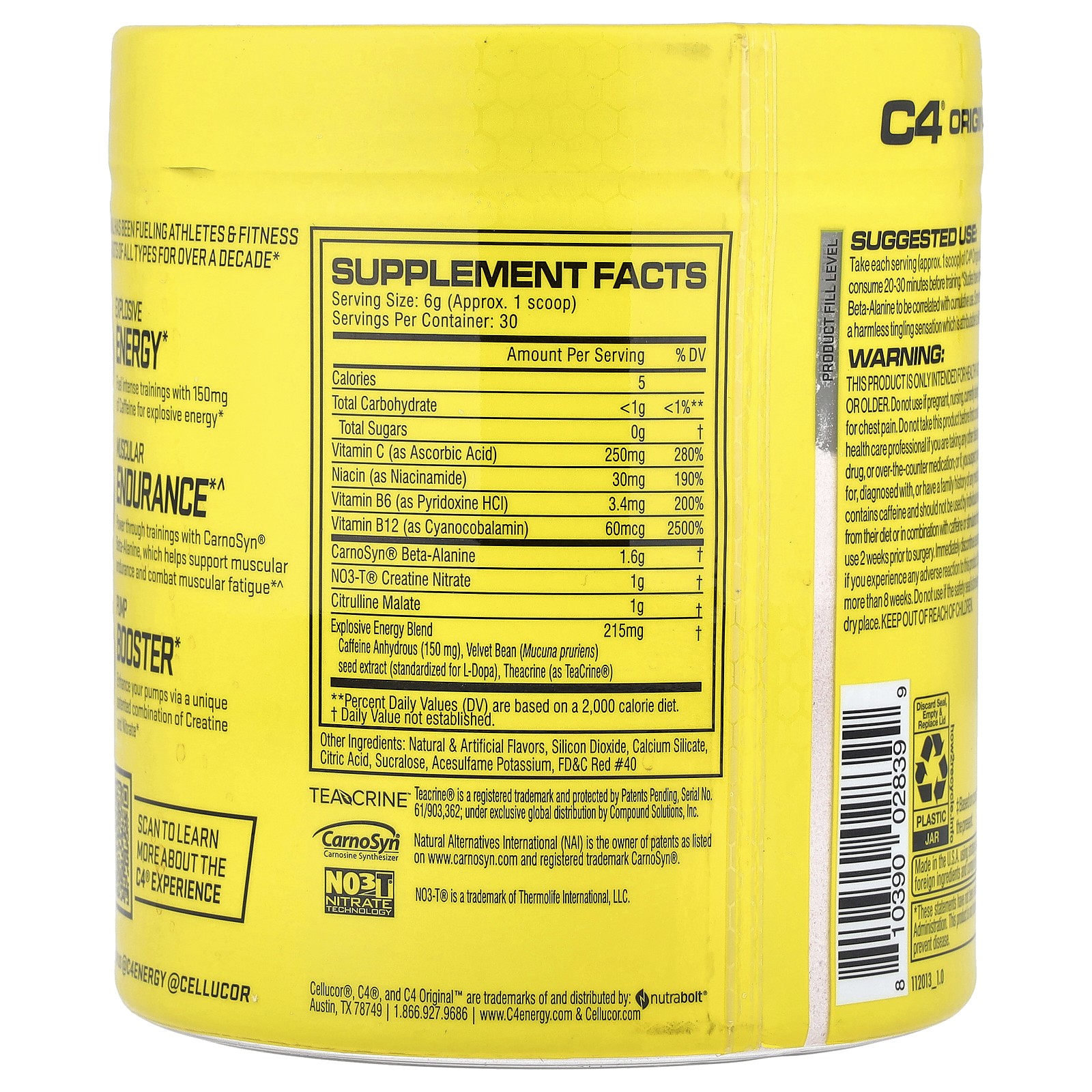 C4 Original, Pre-Workout, Fruit Punch, 6.3 oz (180 g)