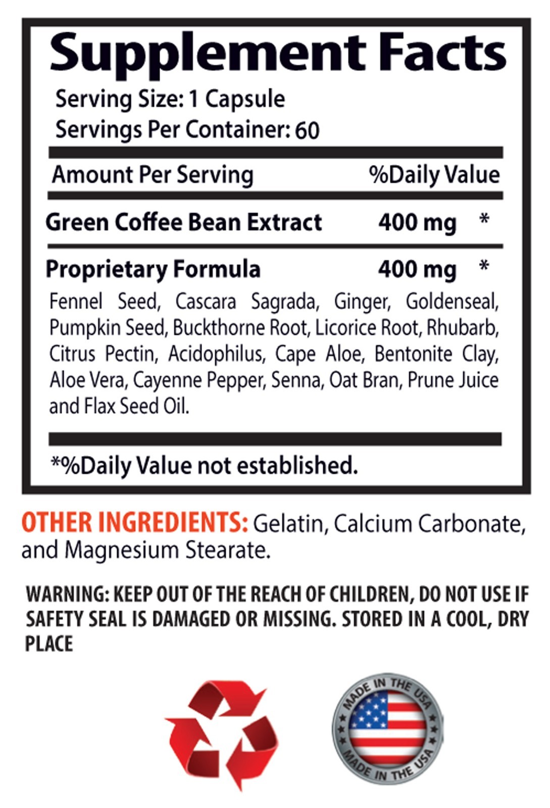 Weight Management – Green Coffee Bean Extract 400mg – Body Beauty Slimming 2B