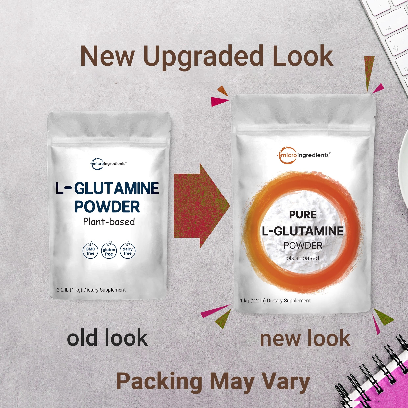 L-Glutamine Powder 1Kg Pure Free Form Vegan Non-GMO for Muscle Recovery