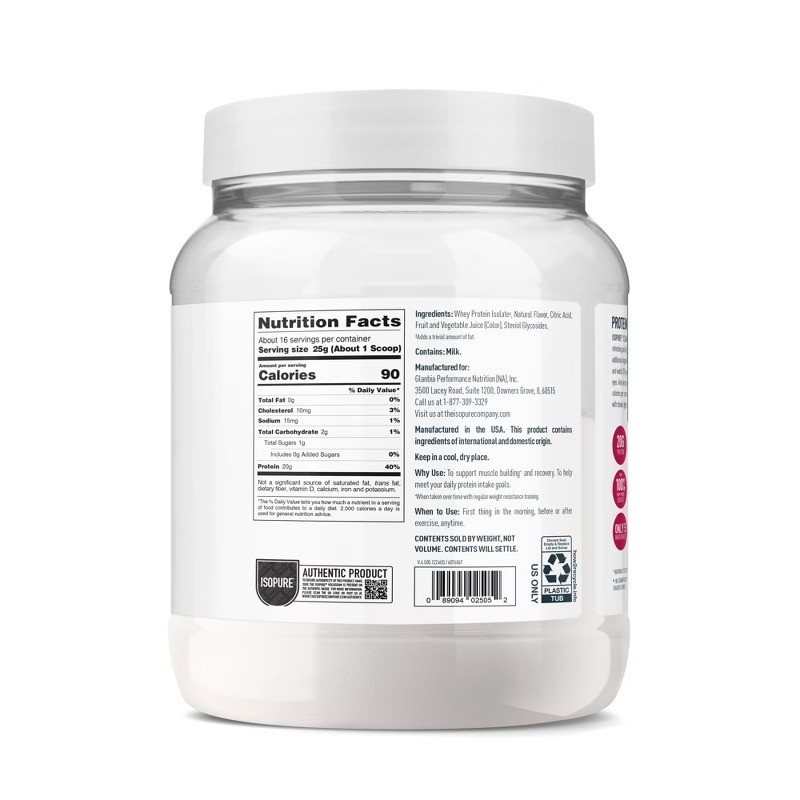 Clear 20g Whey Isolate Protein Powder – Mixed Berry – 16 Servings – 14.1oz