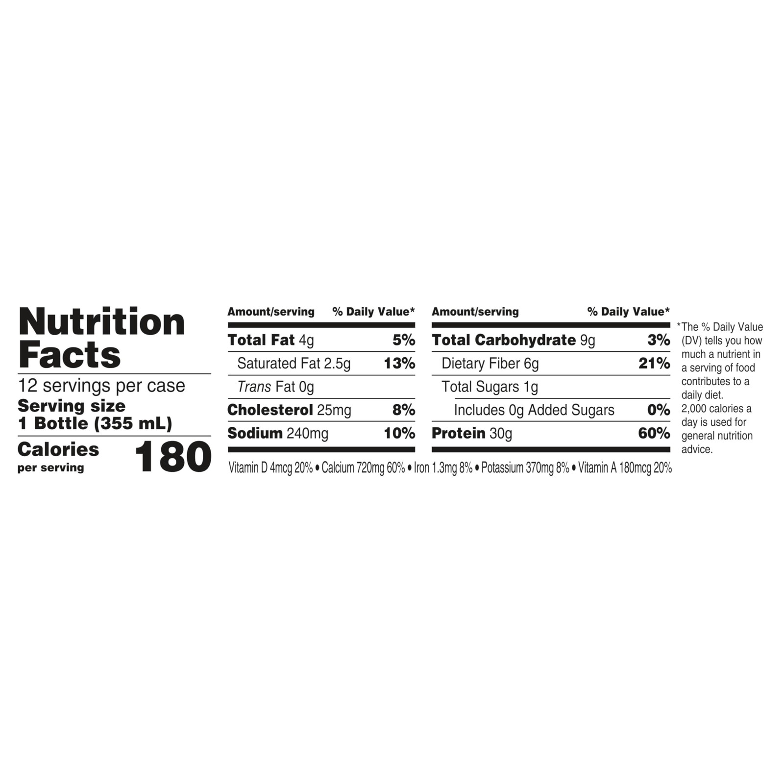 Oikos Protein Shake, Chocolate, 30g High 12 Fl Oz (Pack of 12)