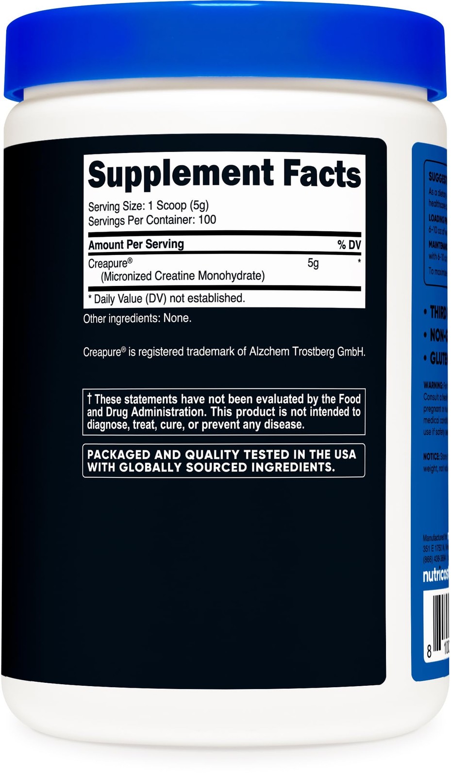 Nutricost Creapure® Creatine Monohydrate 1.1 Pound (Pack of 1), Multicolor