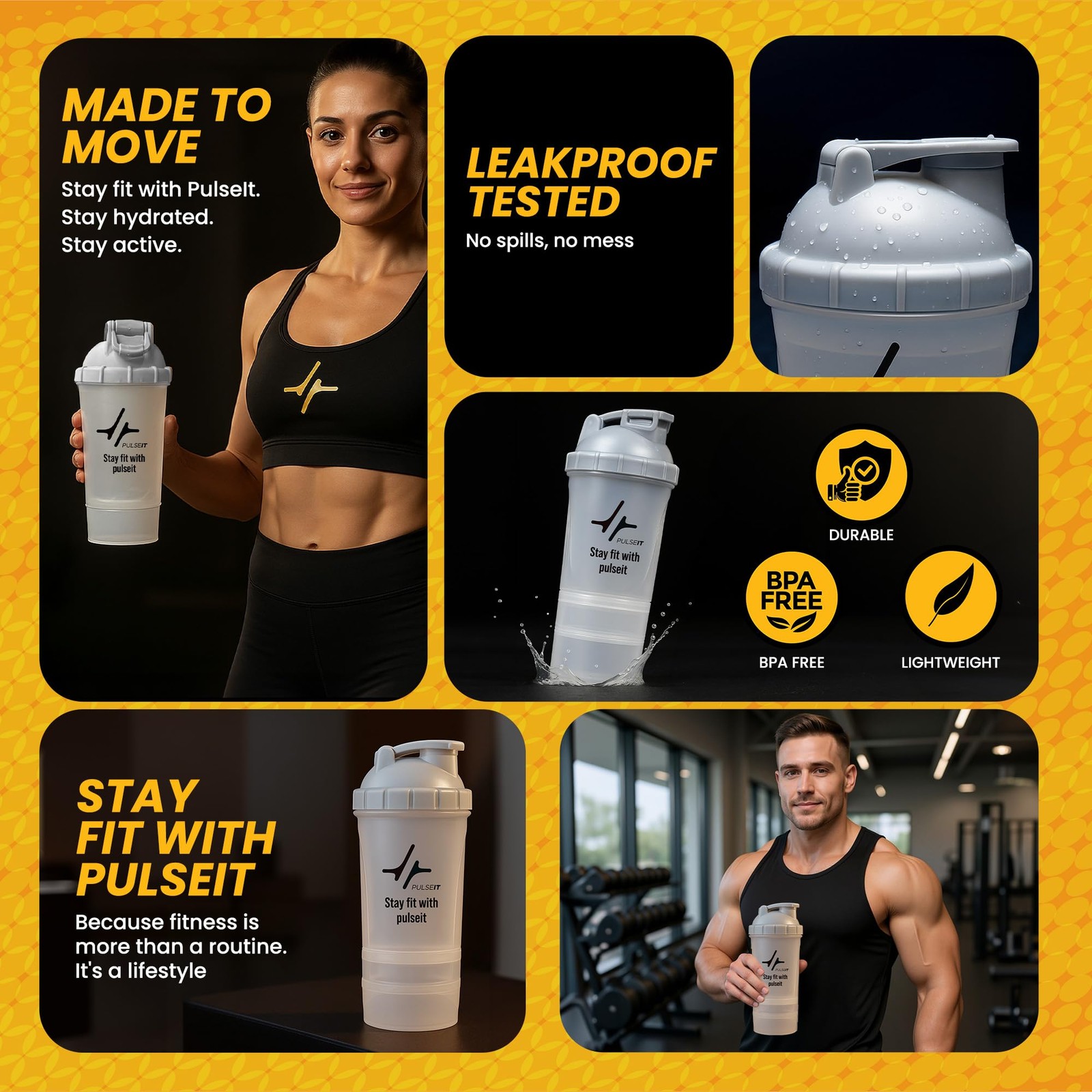 PulseITHydraFlow Shaker 500ml | 2 Storage BPA Free Grey