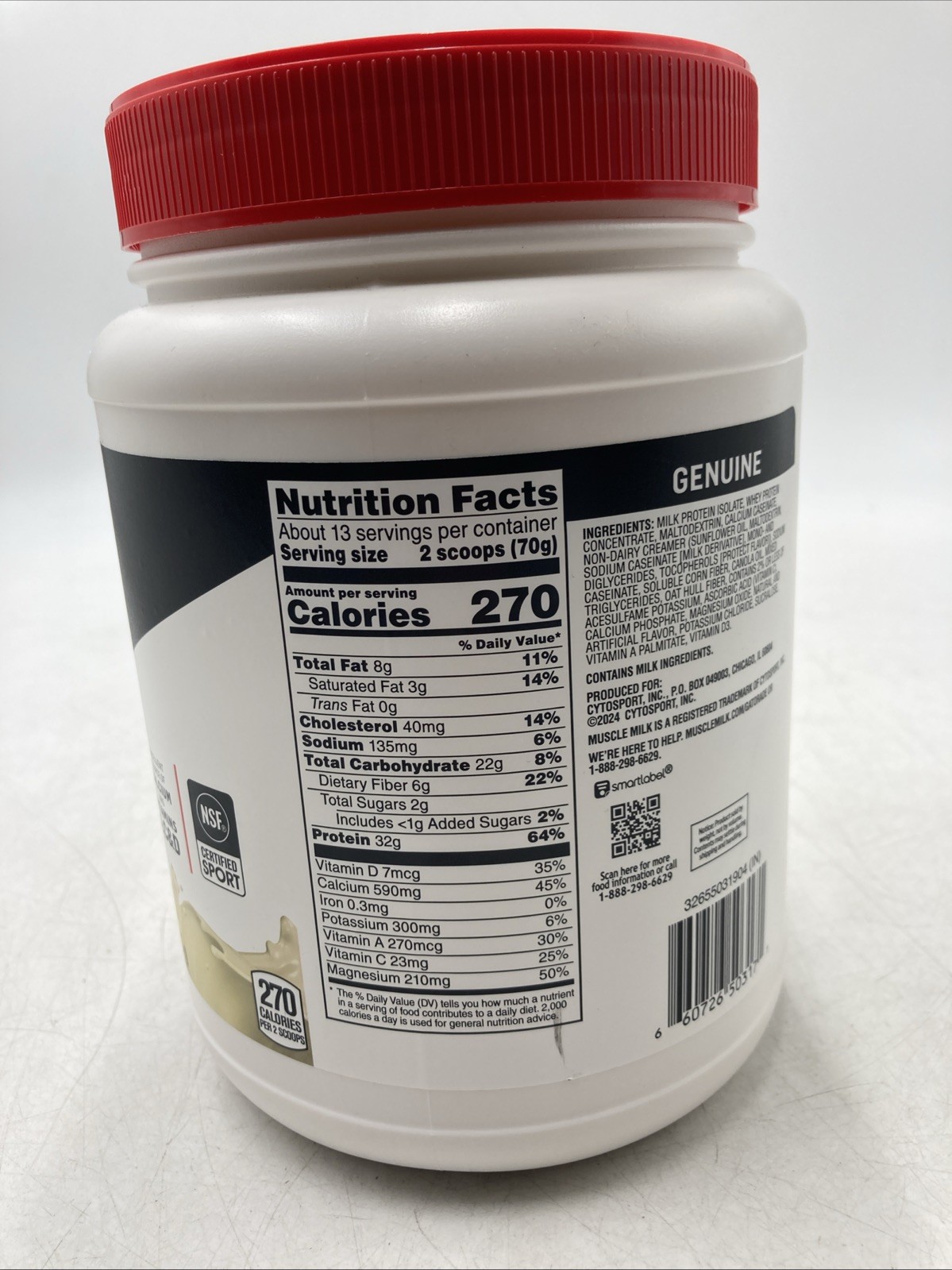 Muscle Milk Genuine Protein Powder, Vanilla Crème, EXP 08/26