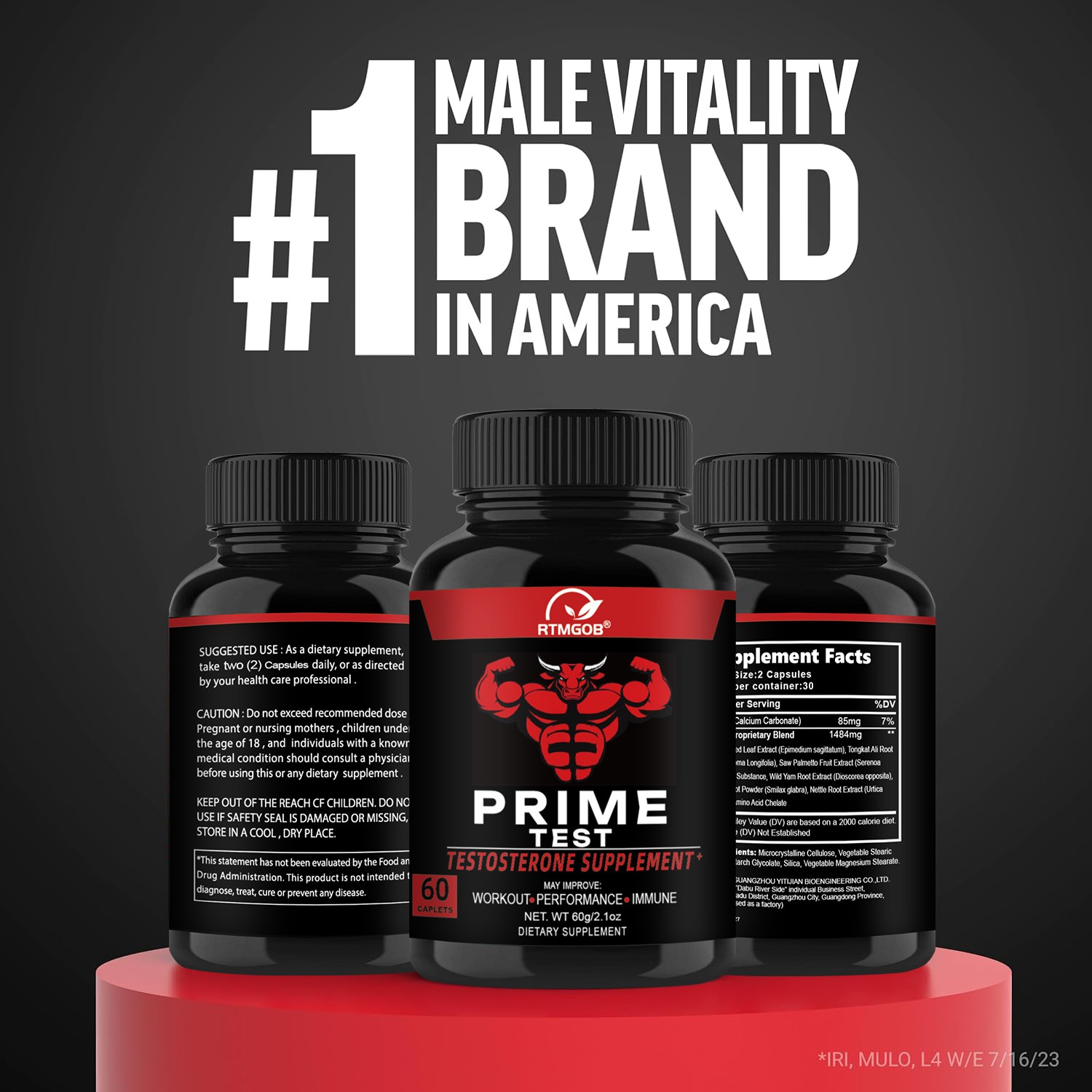2 PCS PRIME LABS TESTOSTERONE Booster Test Natural Stamina Endurance 60Caplets