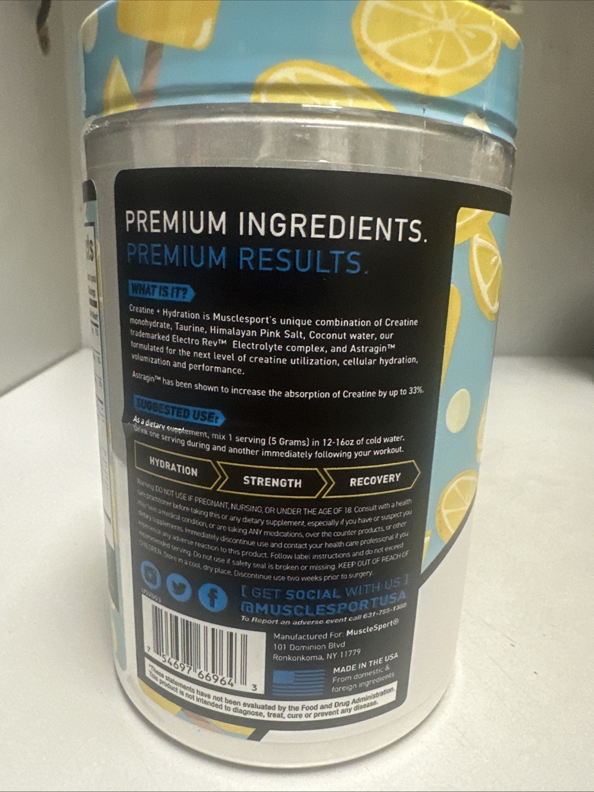 Musclesport Creatine + Hydration, Strawberry Watermelon, 10.58 oz Exp 09/2026