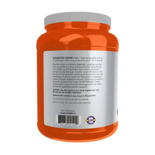 Instantized Micellar Casein Unflavored 1.8 lbs By Now Foods