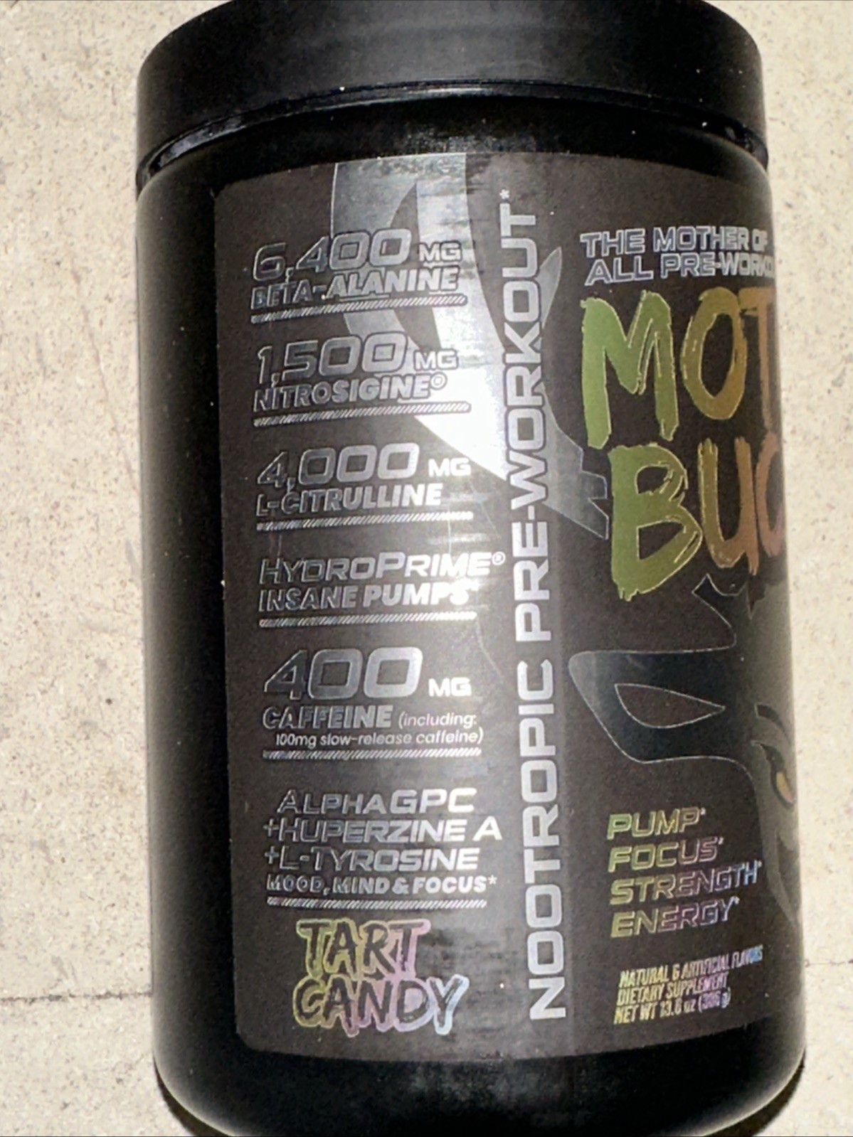 BUCKED UP MOTHER BUCKER PRE-WORKOUT Pump Focus Strength Energy Tart Candy
