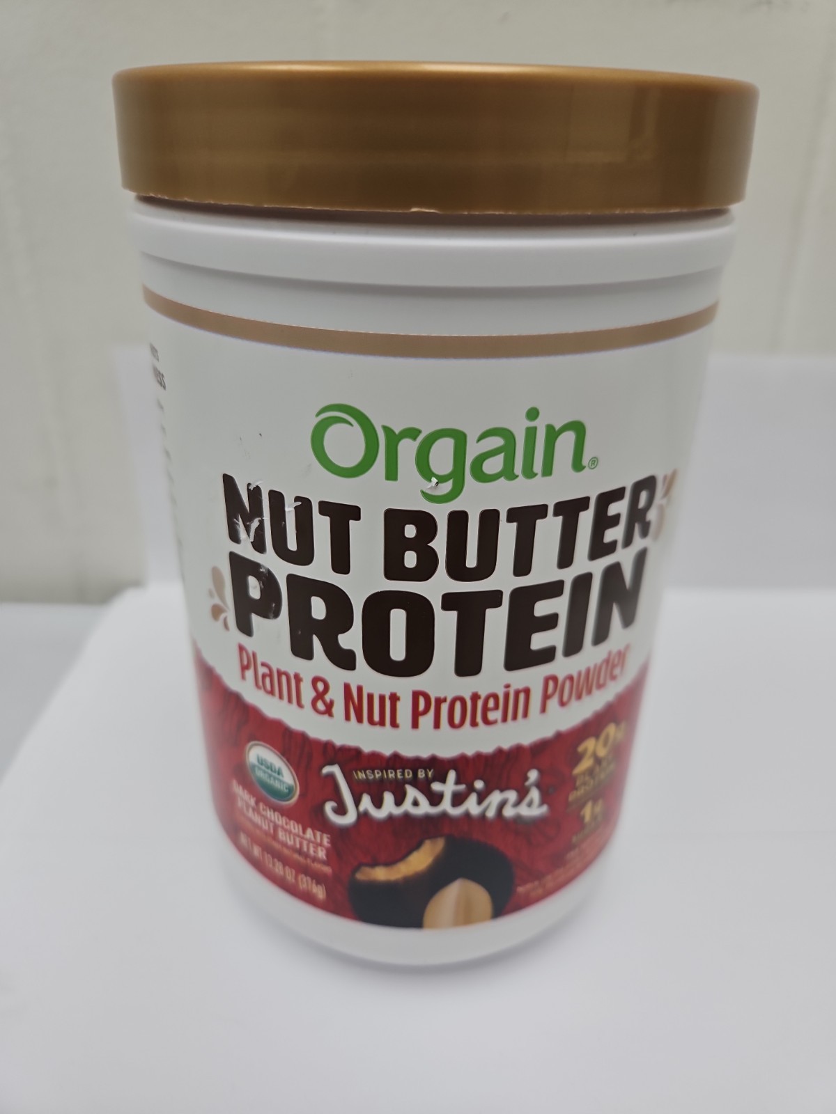 Orgain Justin’s Organic Vegan Nut Butter Protein Powder,Dark Chocolate (A21)