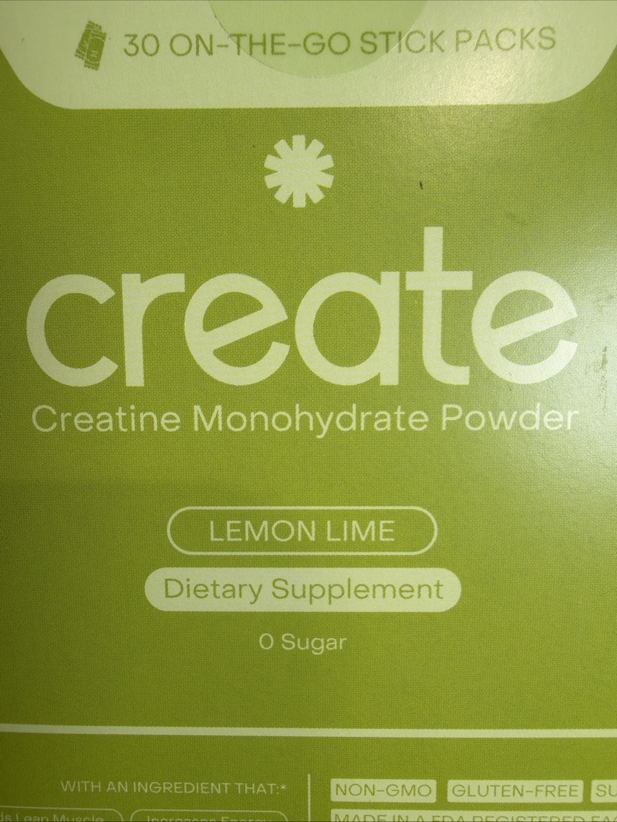 Create Creatine Monohydrate Powder Lemon Lime Dietary Supplement (3 Box lot)